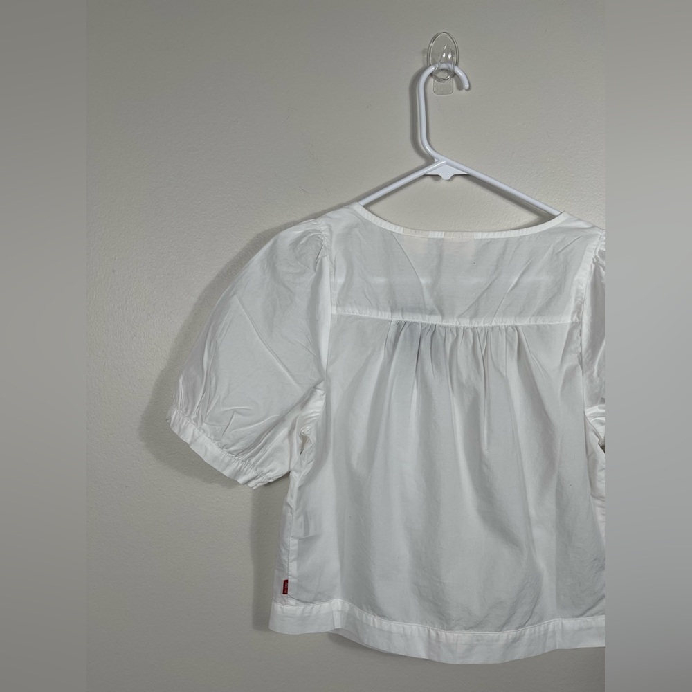 Levi’s Women's Simone Top Elegant White Blouse with Lace Trim and V-Neck NWT - Picture 9 of 15